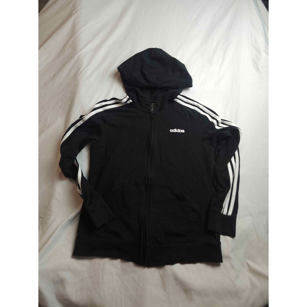 Adidas Hoodie Sweatshirt Women Medium Black Full Zip Athleisure Outdoor Training